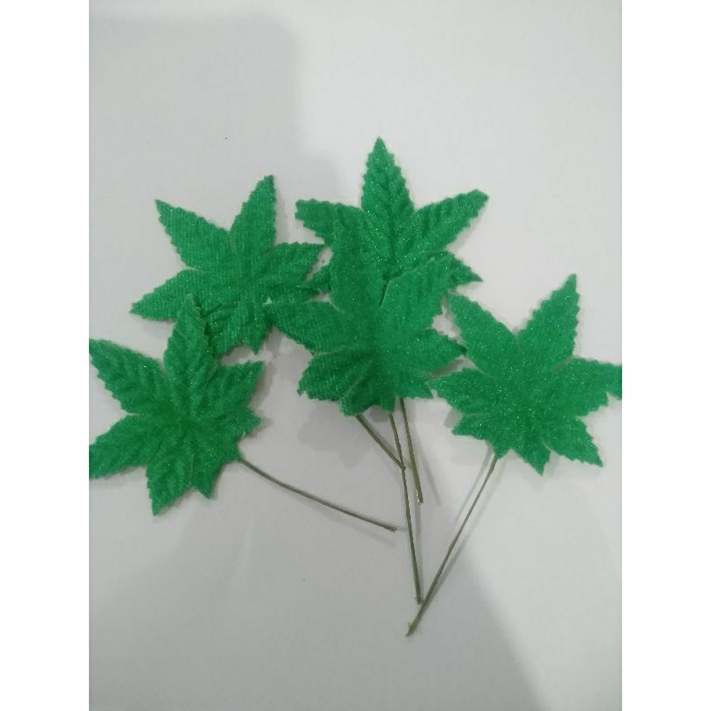 Daun bunga palsu daun hias bertangkai per 12 biji