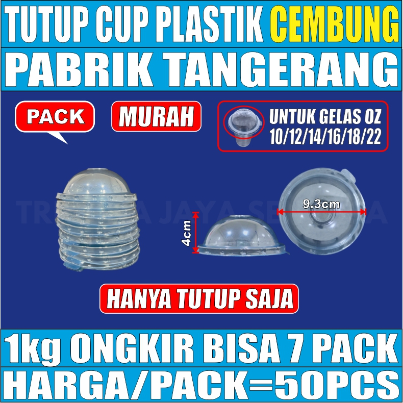 Lid Tutup Cembung Per Pack Untuk Gelas Plastik Oz Oval Rata Murah