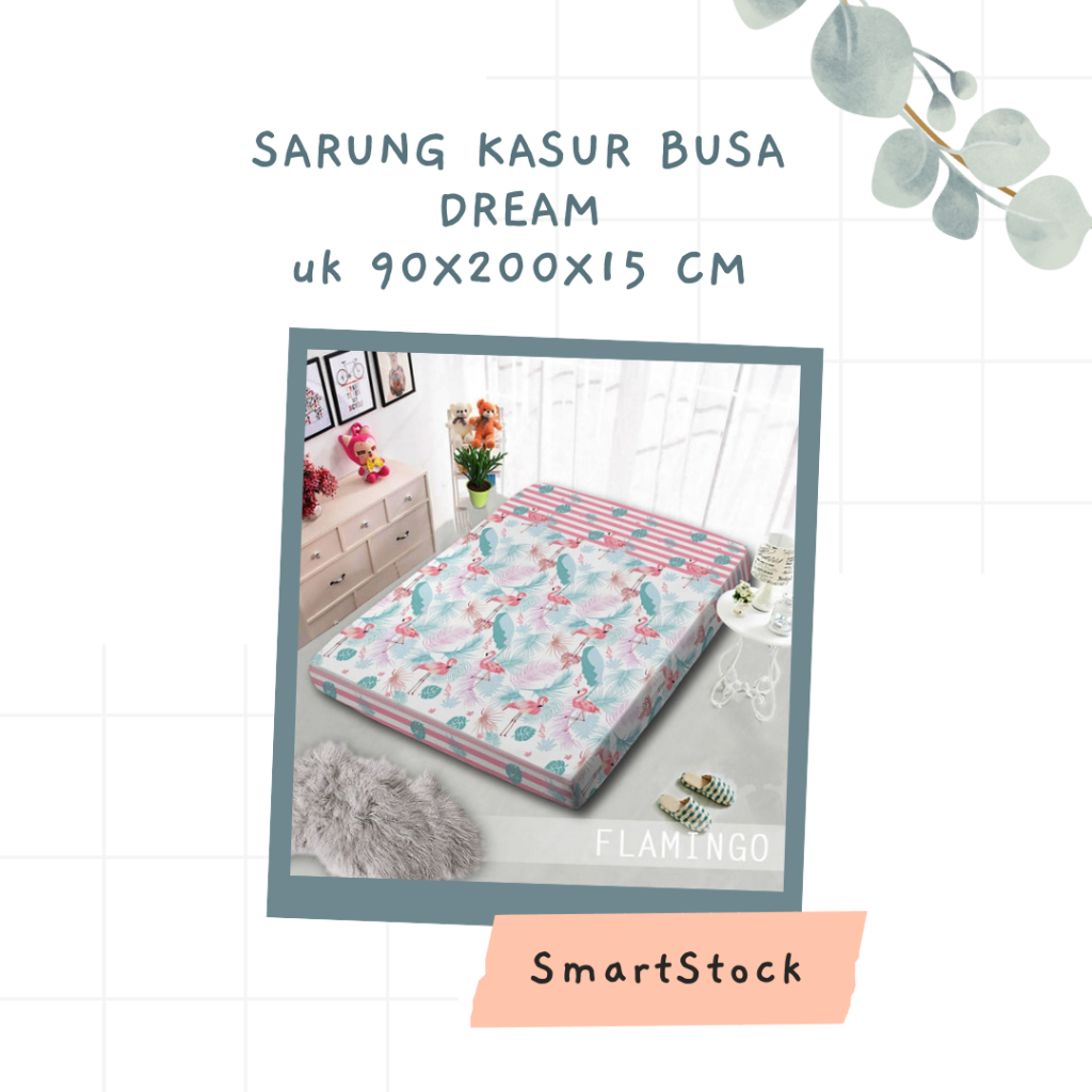 SS Sarung Kasur Busa 90 DREAM 90x200x15 Resleting MONALISA Retlesting Tinggi 15 cm Motif HADIAH GRATIS