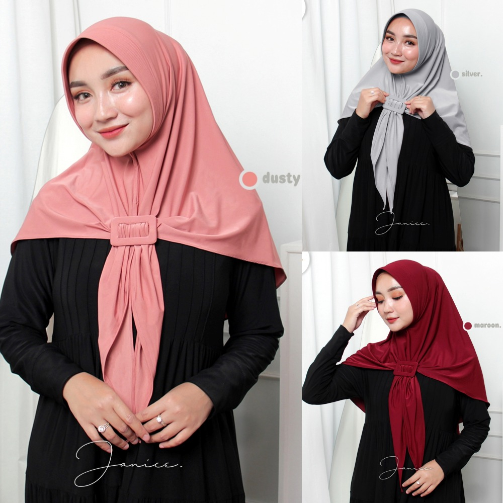 Janice Bergo Instan by Zaneva Hijab l Hijab Instan Free Gesper l Beli 5 GRATIS 1