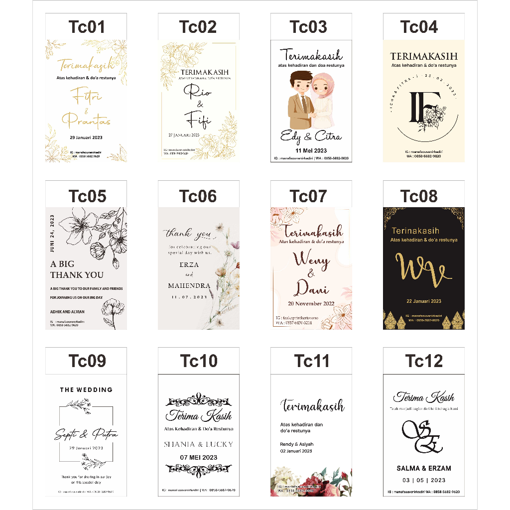 KARTU UCAPAN TERIMAKASIH (THANKS CARD) KARTU SOUVENIR CUSTOM
