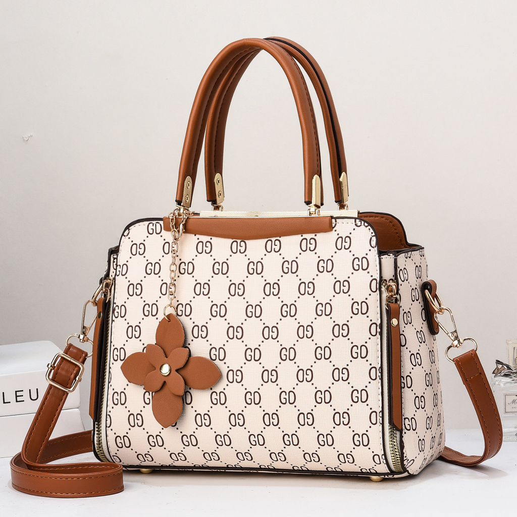 BJ43609 - BEIGE/FL/MKMT/OVAL/Z - TAS WANITA FASHION KOREA CHINA IMPORT MODIS ELEGAN TERMURAH TERLARIS TERBARU BAGSTORE JAKARTA TAS BATAM BQ3609