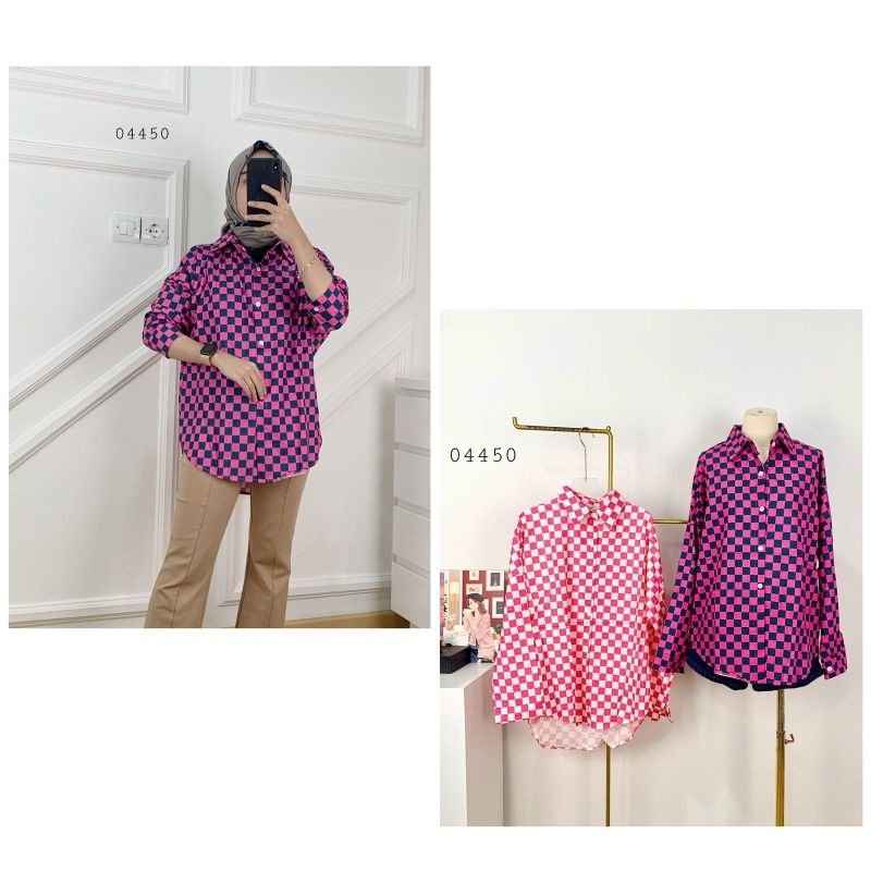 04450 Kemeja Kotak Kotak Oversize / Kemeja Kotak Kotak Korean Style / Kemeja Oversize Wanita