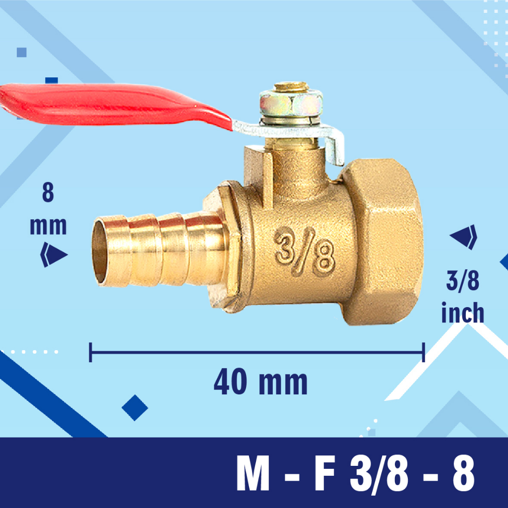 STOP KRAN BALL VALVE MALE TO FEMALE 1/4&quot; 1/2&quot; 3/8&quot; 1/8&quot; M-F (KODE)