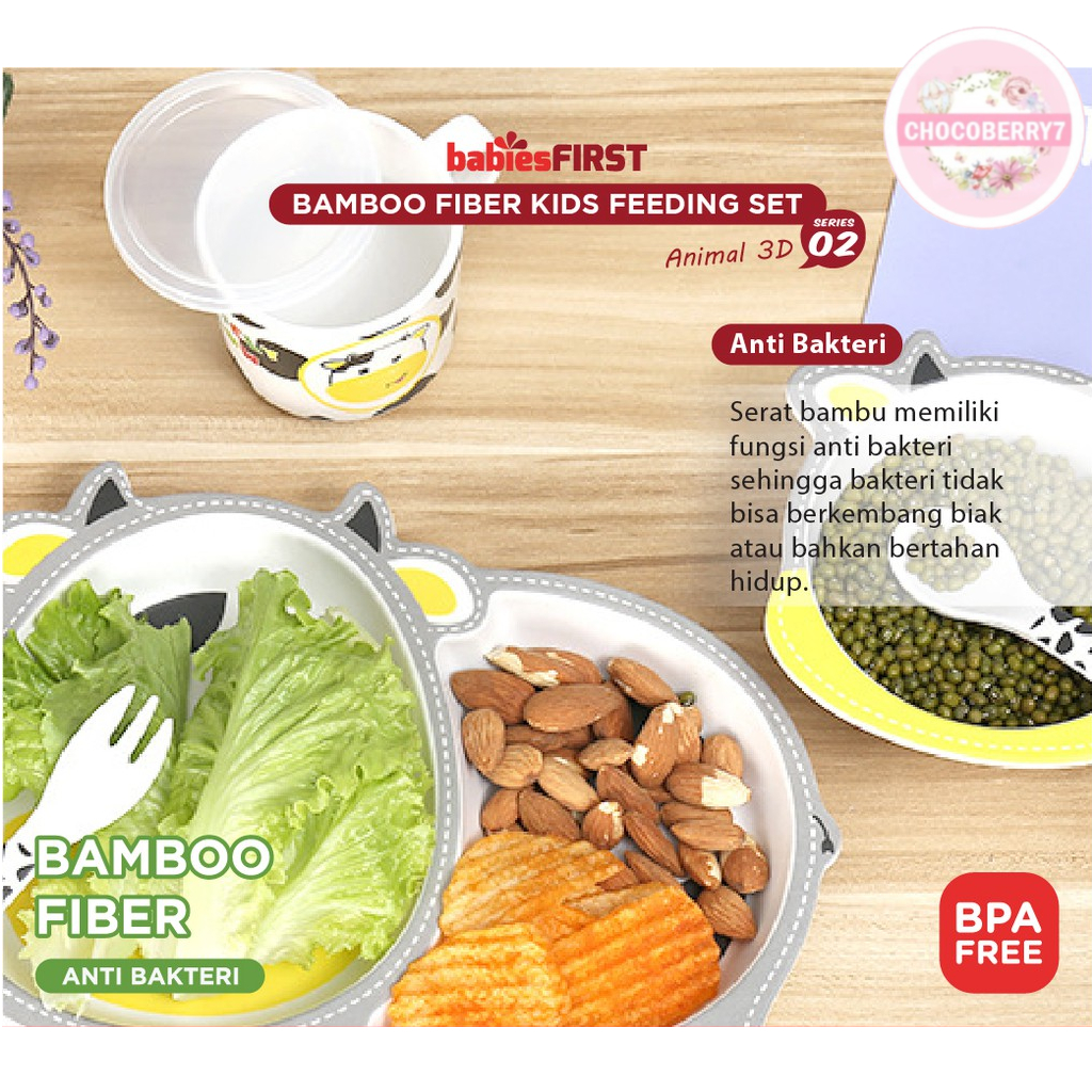 babiesFIRST Bamboo Fiber ANIMAL Feeding Set / Tempat Makan Anak / Set Piring Makan Anak BF504 WHALE LION HORSE OWL ELEPHANT BF504