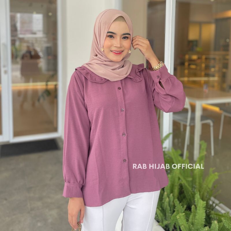 Lozy Blouse Atasan Kemeja Basic Polos Wanita Crinkle Airflow Premium