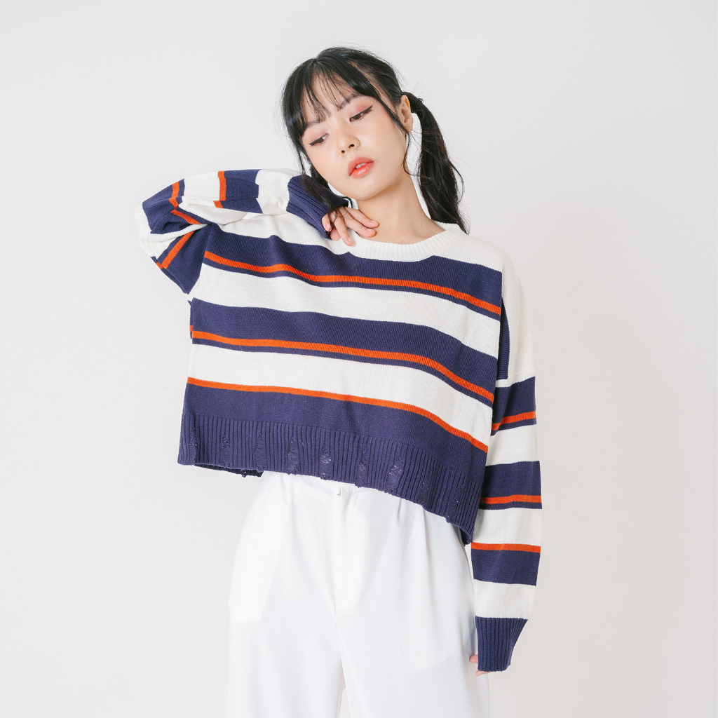 Yesyou Stellar Navy Woman Oversized Knitwear - All Size