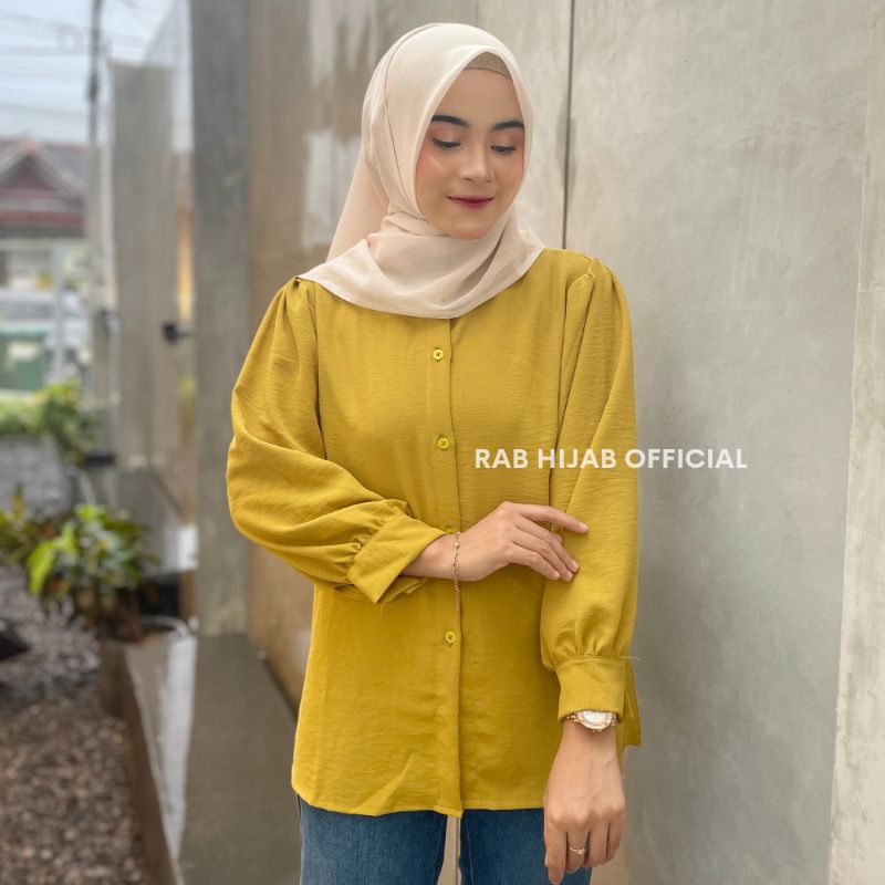 Tasya Blouse Atasan Kemeja Basic Polos Wanita Crinkle Airflow Premium