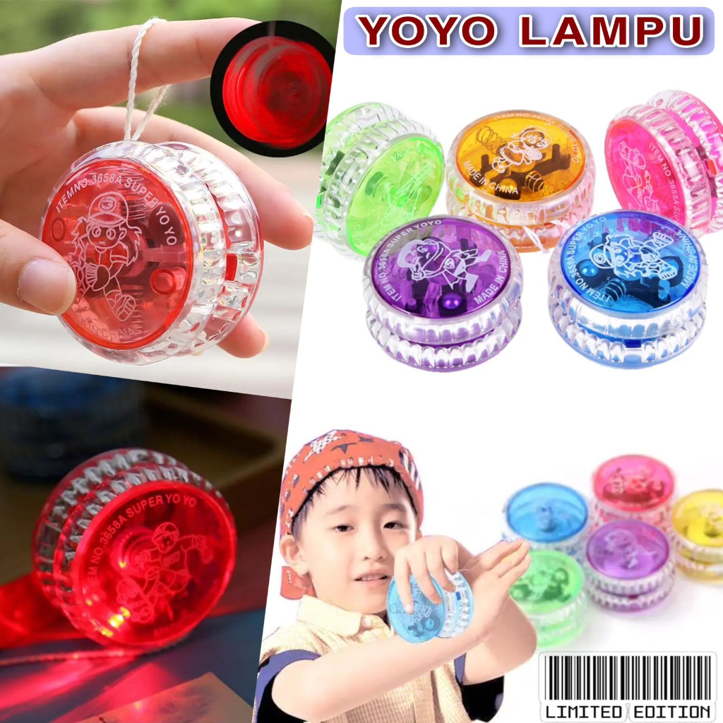 Berkat Mainan Bola YoYo Magic Bulat Bahan Plastik Ukuran 2.2x1.3&quot; + Lampu Colorful untuk Anak/Dewasa