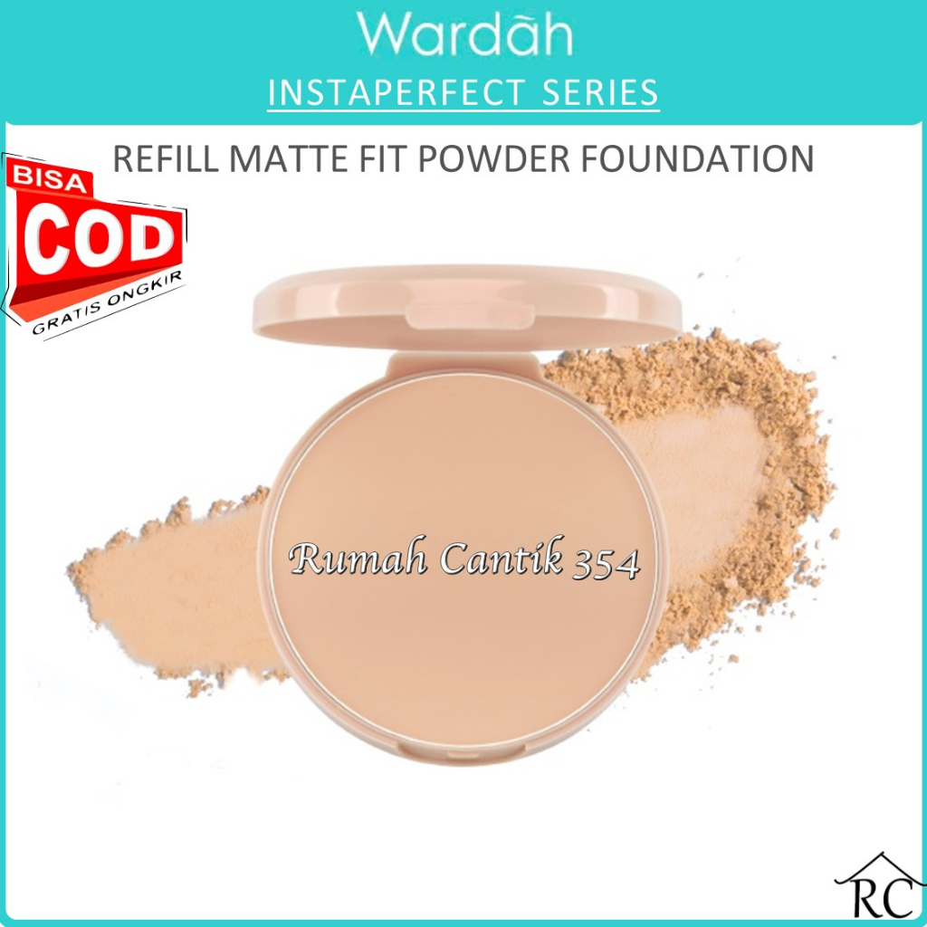 Rumah Cantik 354 Wardah Instaperfect Refill Matte Fit Powder Foundation 13 g - Refill Bedak (Real Skin Cover Setter, Smooth Matte Finish, SPF 20 PA+++)