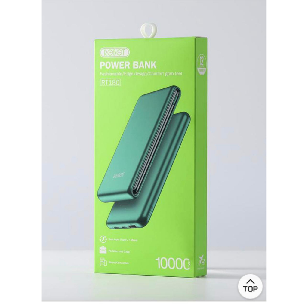 PowerBank ROBOT 10000mah RT180 2.1A Dual Input Port Type C &amp; Micro USB Original Fast Charging Real Capacity PROMO SEN