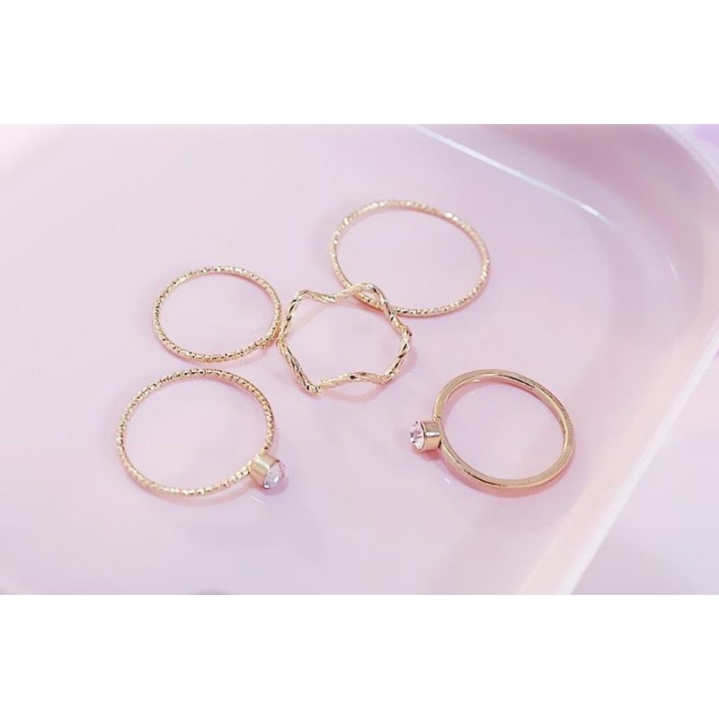 FerenHongXia Cincin Perak Wanita 5 PCS H25 Fashion B14