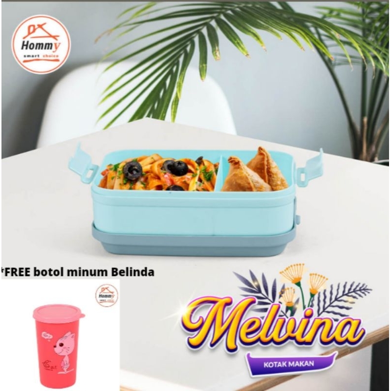 Lunchbox 2 Sekat Melvina / Lunchbox Set Melvina Hommy / Lunchbox Himmy FREE Botol