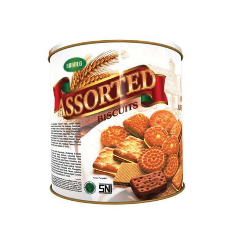 

Borneo assorted biskuit kaleng 350gr