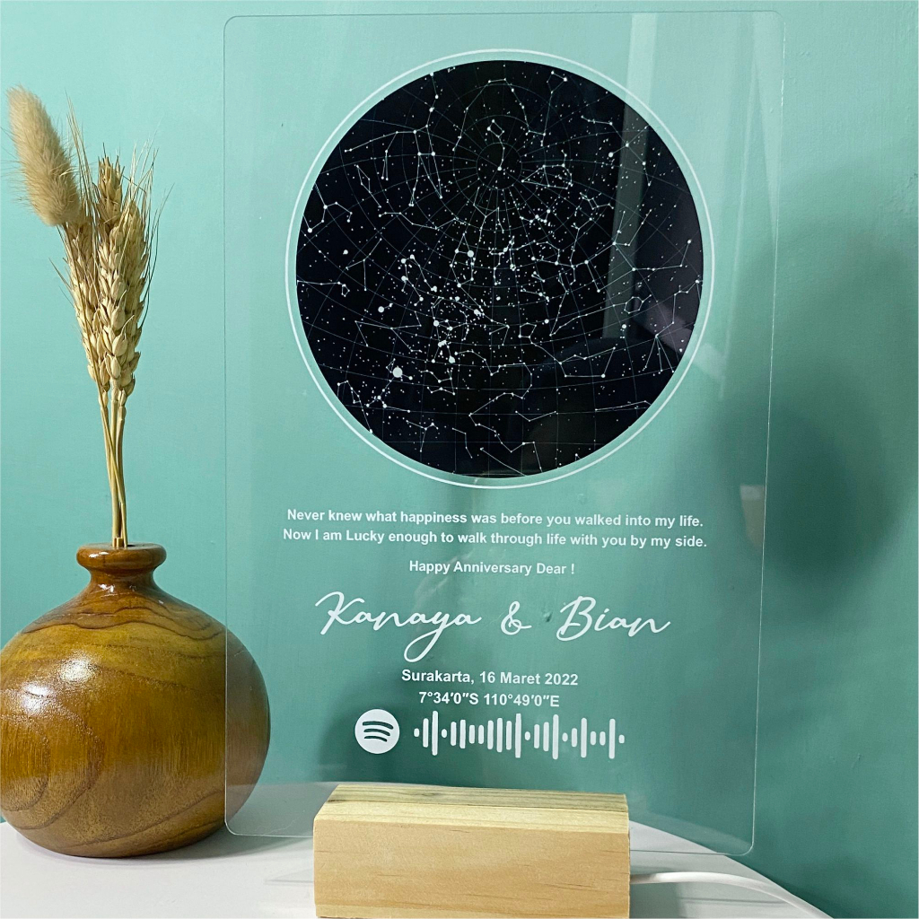 STAR MAP Acrylic Kado Custom Rasi Bintang Akrilik Hadiah Wedding Wisuda Birthday