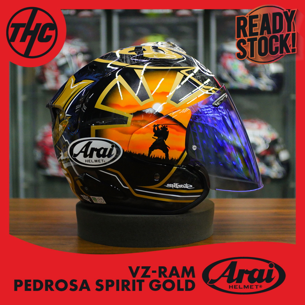 ARAI VZ-RAM PEDROSA SPIRIT GOLD HALF FACE HELM VZ RAM