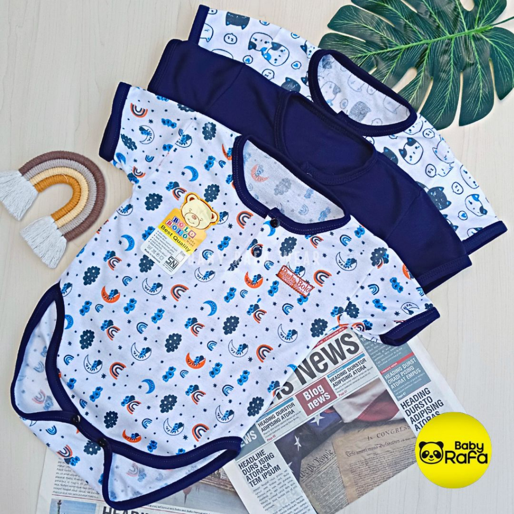 Serian Navy - 3 Pcs Jumper Bayi Serian NAVY Baju Kodok Bayi Jumpsuit Bayi Jumper Bodysuit Bayi SNI Bolo Bolo