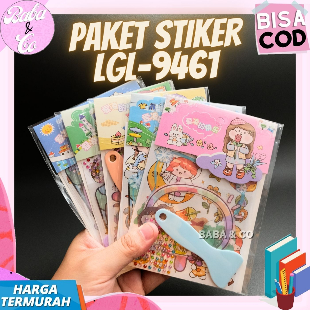 

STIKER 5 IN 1 PAKET STIKER LGL-9461 STIKER 3 LEMBAR + PERATA STICKER UNIK LUCU COD STIKER SENMU MOMO DIY DIAMOND COD