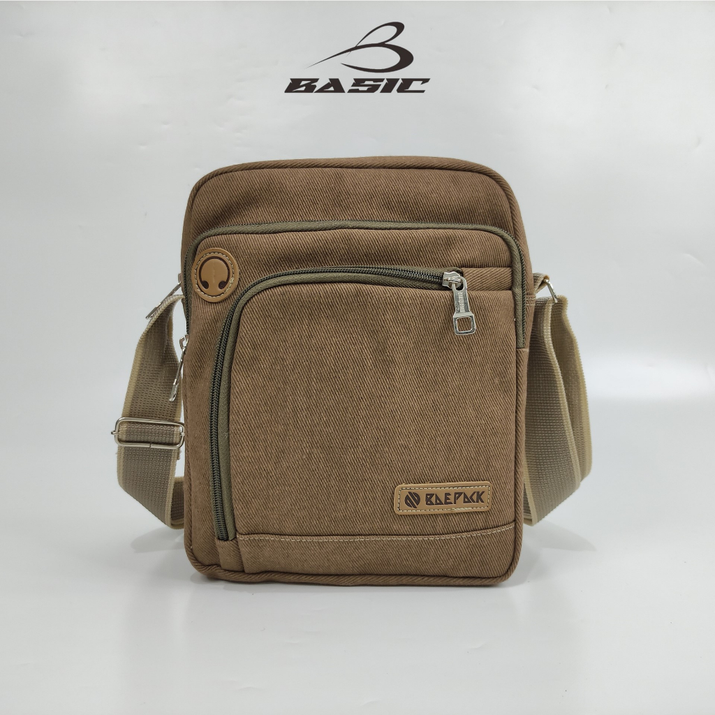 Baepack Tas Selempang kanvas Cowok Seri Argo Coklat Muda Original Baepack