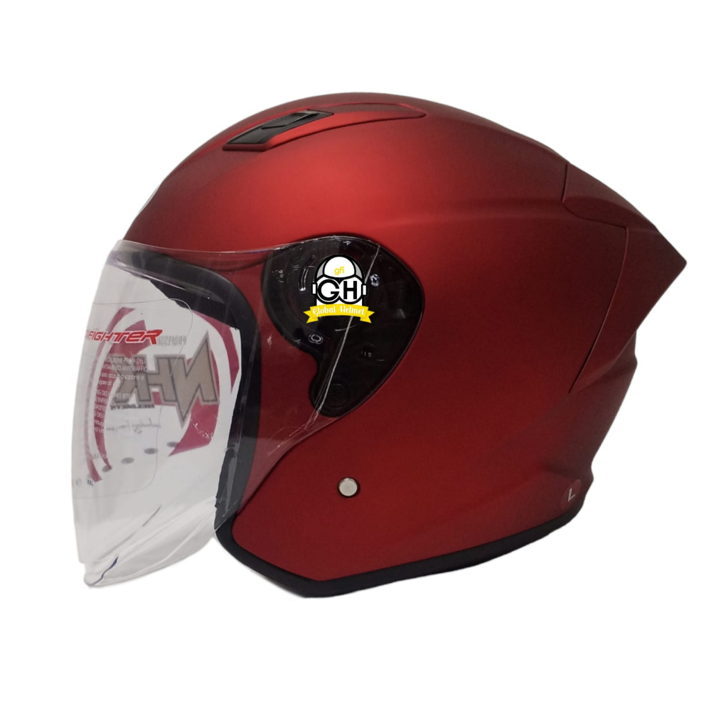 NHK HELM R1 ELITE SOLID ROYAL RED DOFF SINGLE VISOR HALF FACE NHK ELITE