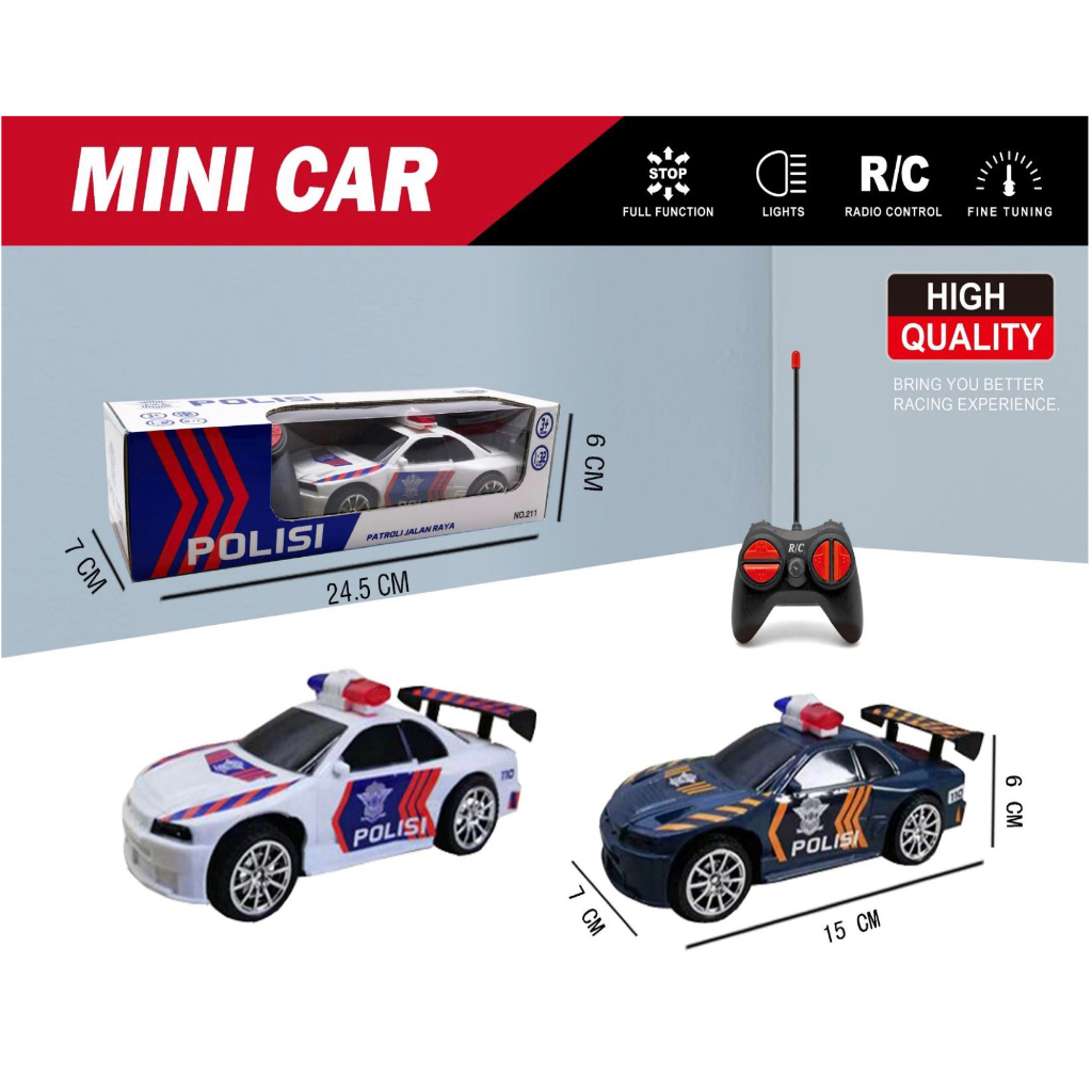 Mainan Remote Control Mobil Polisi RC Car Police Mini Nyala Lampu