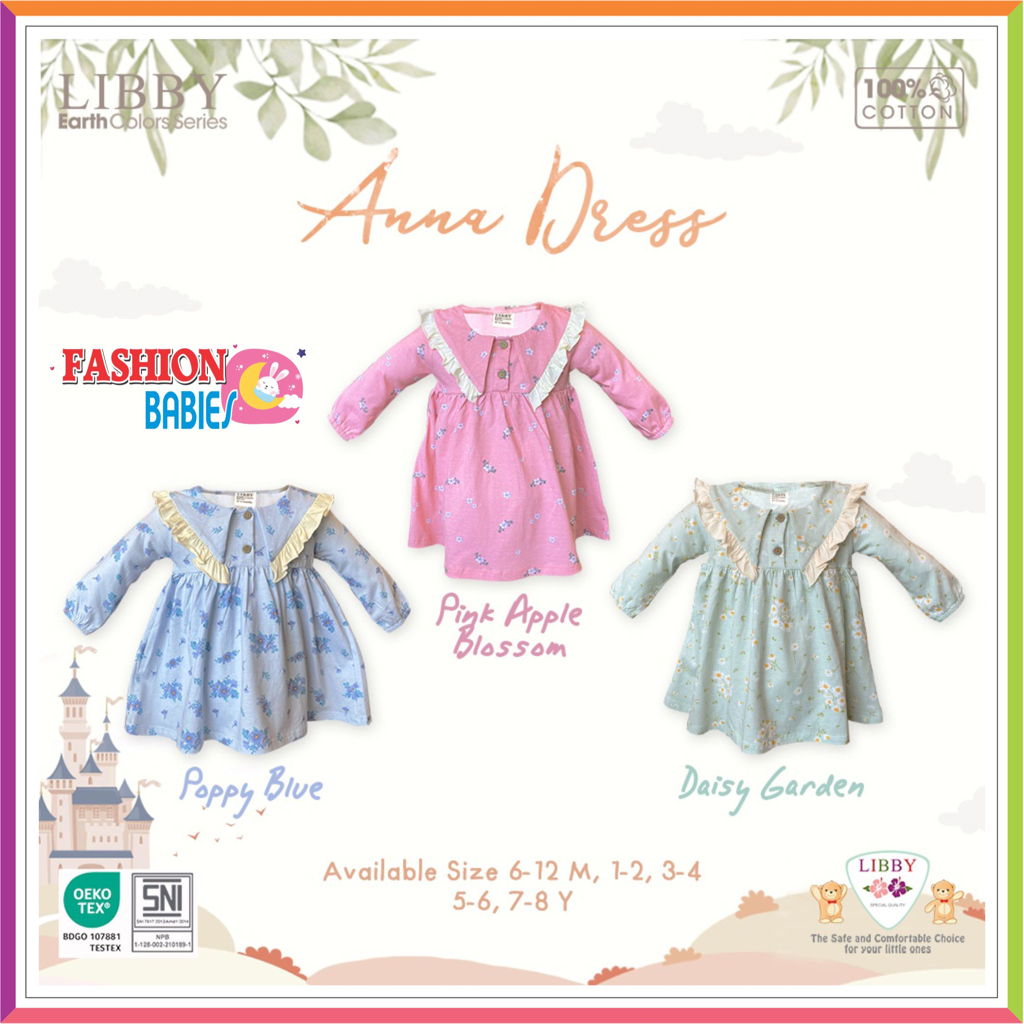 ❤ Fashionbabies ❤ LIBBY ANNA DRESS / DRESS ANAK PEREMPUAN 0-8 TAHUN / DRESS MOTIF BUNGA LIBBY