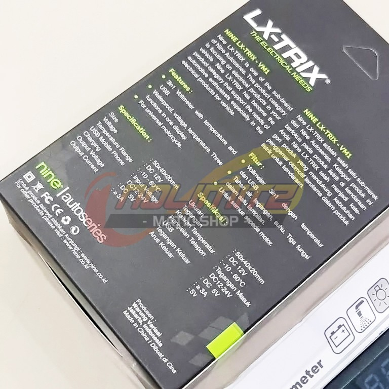 Voltmeter Temperatur USB Charger Digital VM1 Luminos 9Nine LX Trix