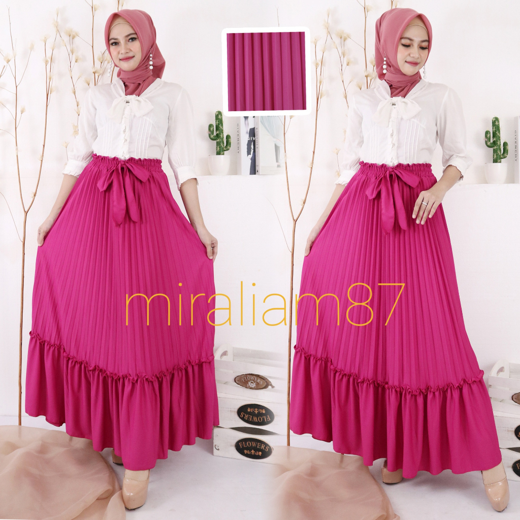 miraliam87 Rok panjang Plisket Rok mayung/Payung Rok muslim Rok kerutan Cabang Terbaru Terlaris 95 cm Rok cabang Susun