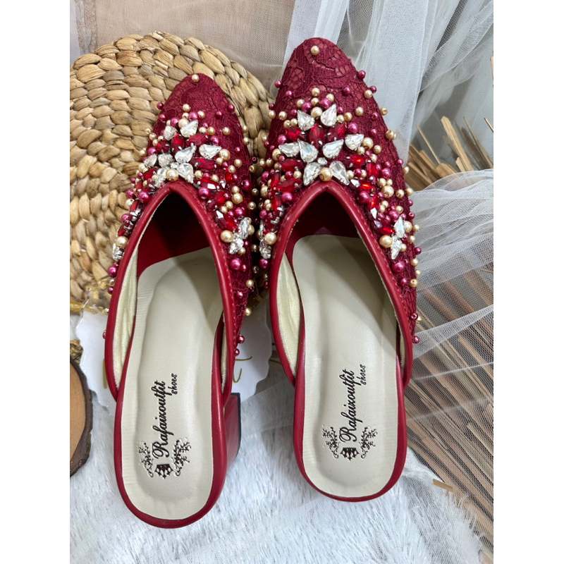 sepatu wanita wedding merah Marron 5cm tahu