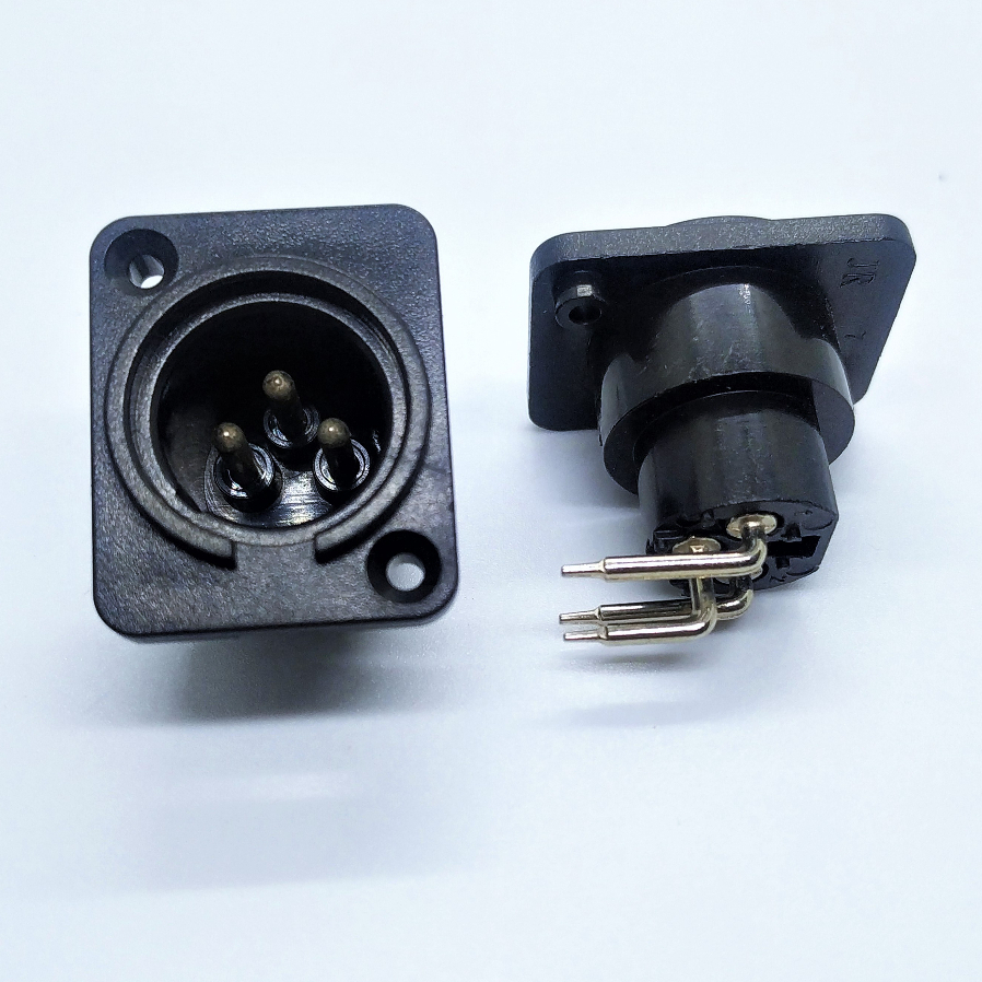 Socket Jack canon body XLR male 3pin PVC kaki bengkok