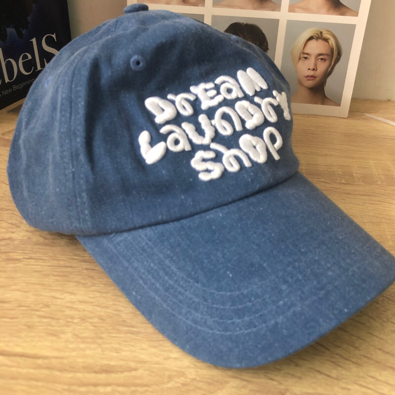 nct dream laundry shop topi baseball denim biru hat only