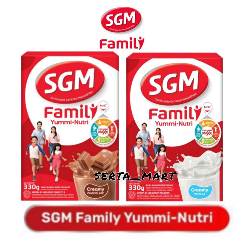 

SGM Family Yummi-Nutri Susu Bubuk Vanilla / Cokelat Box 330gr / 690gr