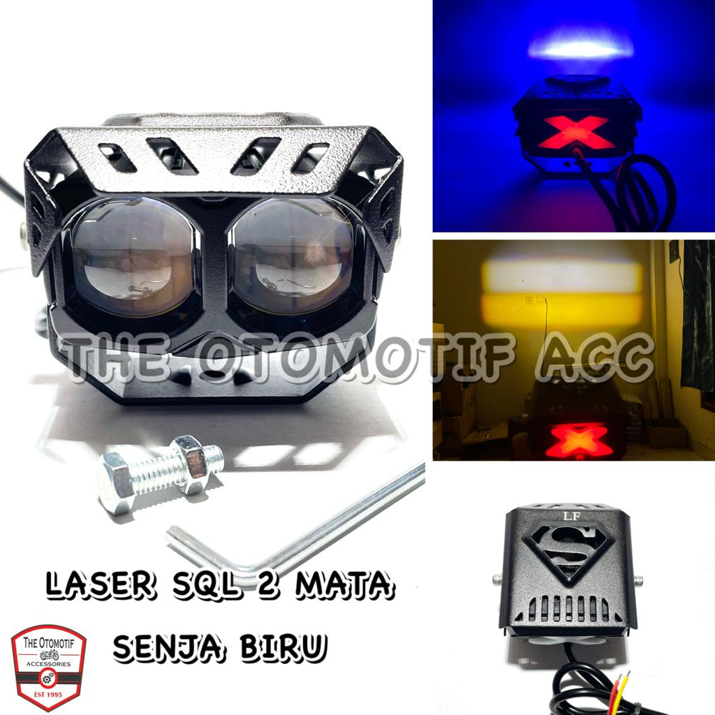 Lampu Tembak  / Lampu tembak LED laser D2 D3 SQL 2 mata Power 60 Watt Nyala putih kuning senja devil merah biru Strobo original