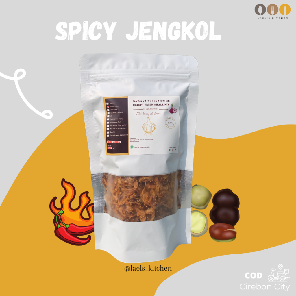 

BAWANG GORENG JENGKOL PEDAS FRIED SHALLOTS KEKINIAN ASLI BREBES 70 gr