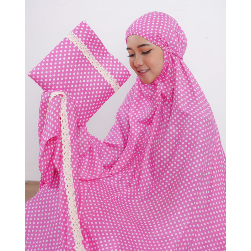 MUKENA BALI DEWASA JUMBO POLKA RAYON RENDA By Gmj1