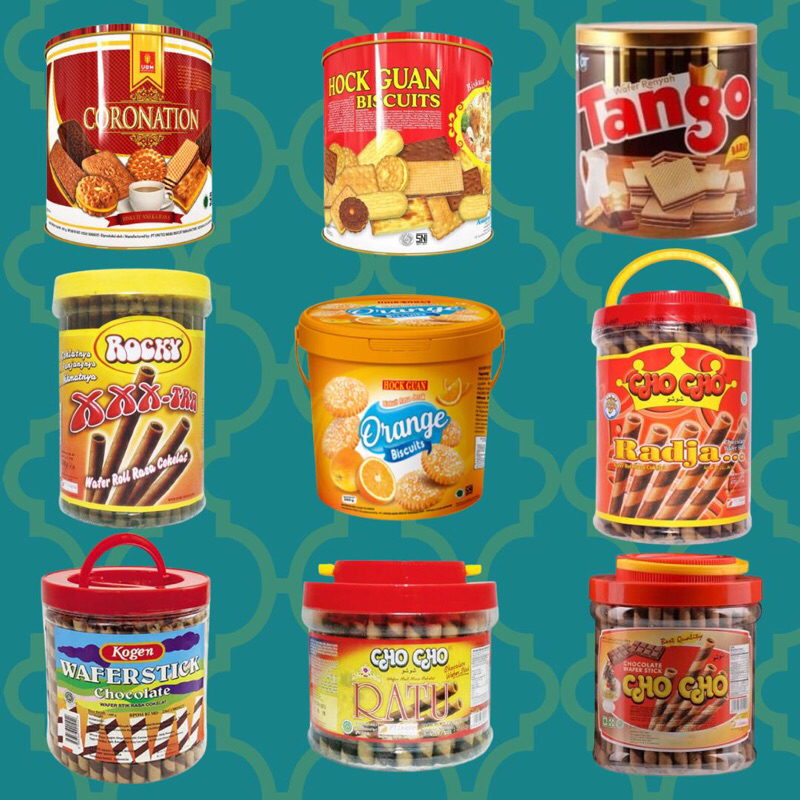 BISCUIT WAFER LEBARAN PER KARTON ISI 6 TOPLES (HOCKGUAN, TANGO, CORONATION, CHOCHO, KOGEN, ROCKY)