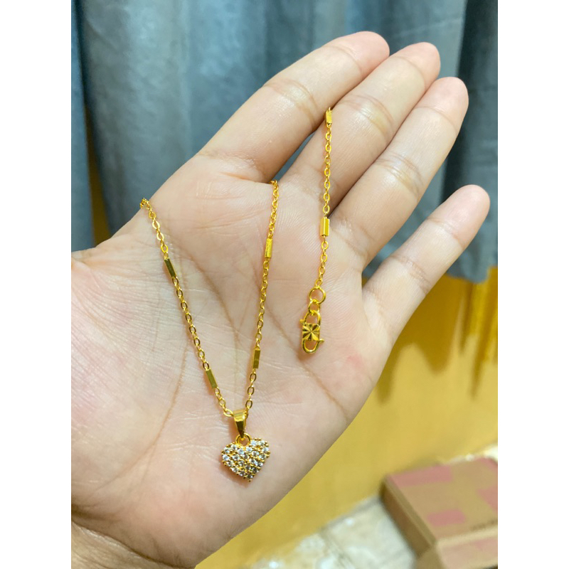 Kalung medan balok halus warna 24k love mata kecil