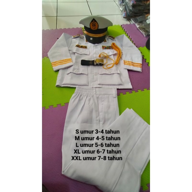 BAJU SERAGAM ANGKATAN LAUT ANAK LAKI DAN PEREMPUAN/SETELAN KOMPLIT/KOSTUM KARNAVAL