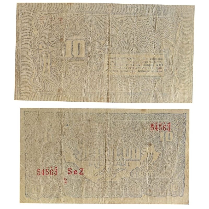 #Original Langka Uang ORIDA Sumatra Bukit tinggi 10 rupiah Republik Indonesia Tahun 1948 DIJAMIN ORI