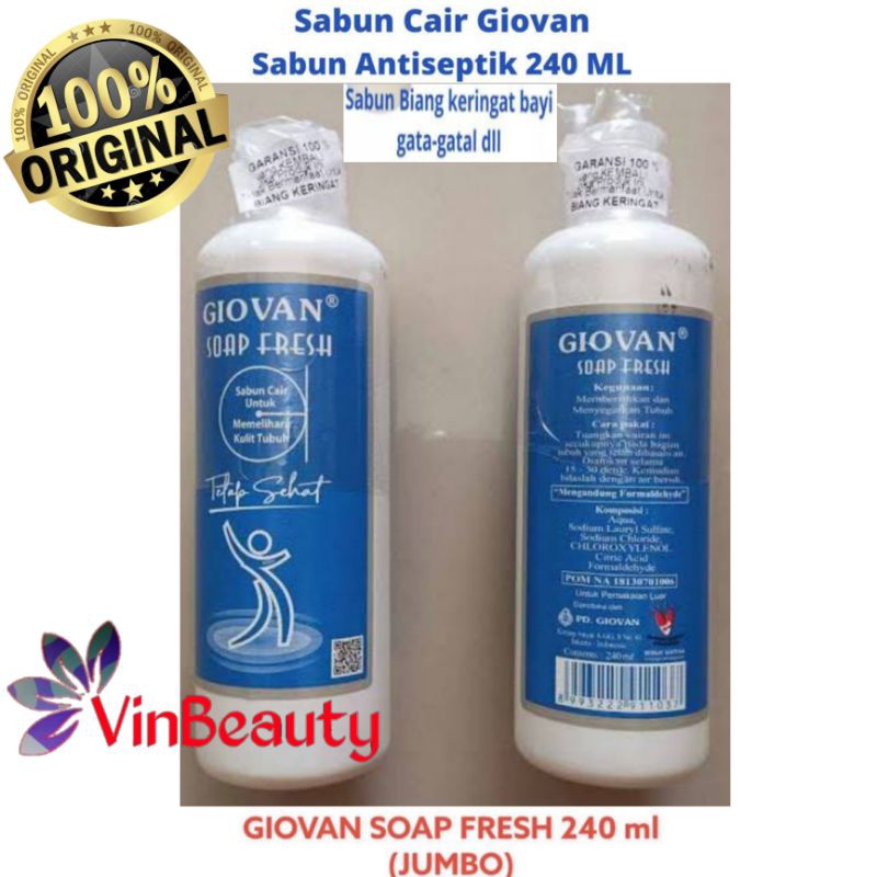 GIOVAN SOAP FRESH 240 ML / SABUN BAYI CAIR GIOVAN SOAP BESAR 240 ML