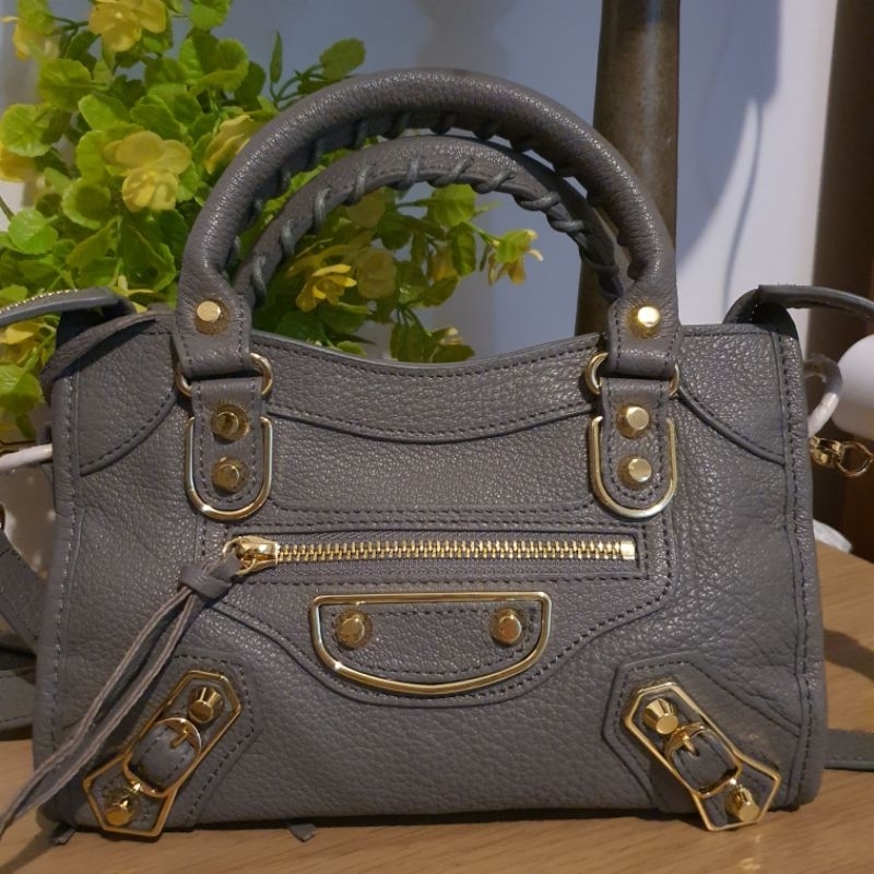 Balenciaga Mini City Grey Gold