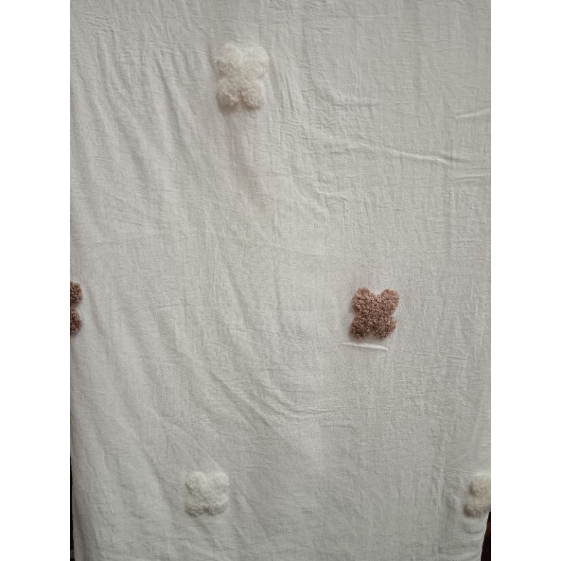 Kain Krinkle / Crinkle Motif Pom Pom Timbul Broken White (lb 150) Harga Per 1/2 Meter