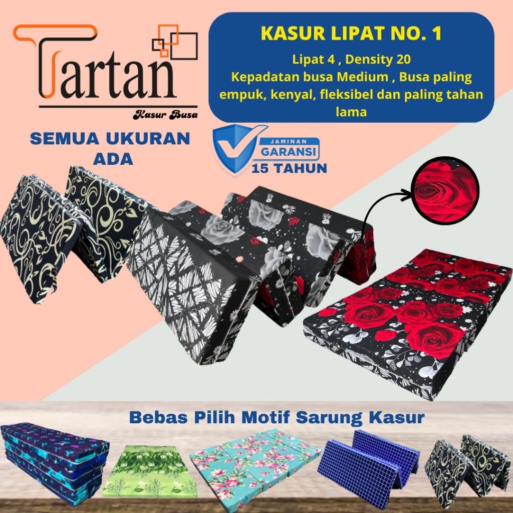 Kasur Busa Lipat TARTAN D20 Tersedia Semua Ukuran Garansi 15 Tahun Jaminan Anti Kempes