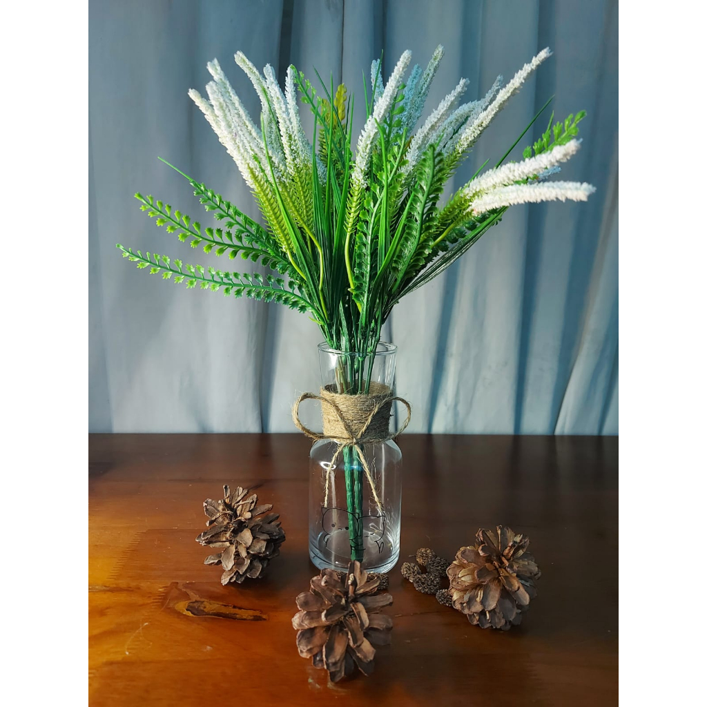 Vas Bunga Kaca Bening Tali Rami Carafe Estetik Dekorasi Korea