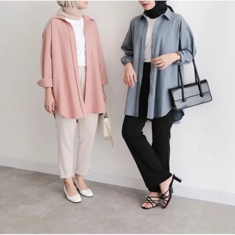 Kemeja Basic Polos Wanita Rayon Twill