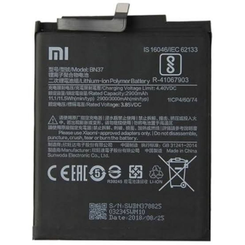 BATERAI XIAOMI REDMI 6/6A BN37 3000MAH ORIGINAL