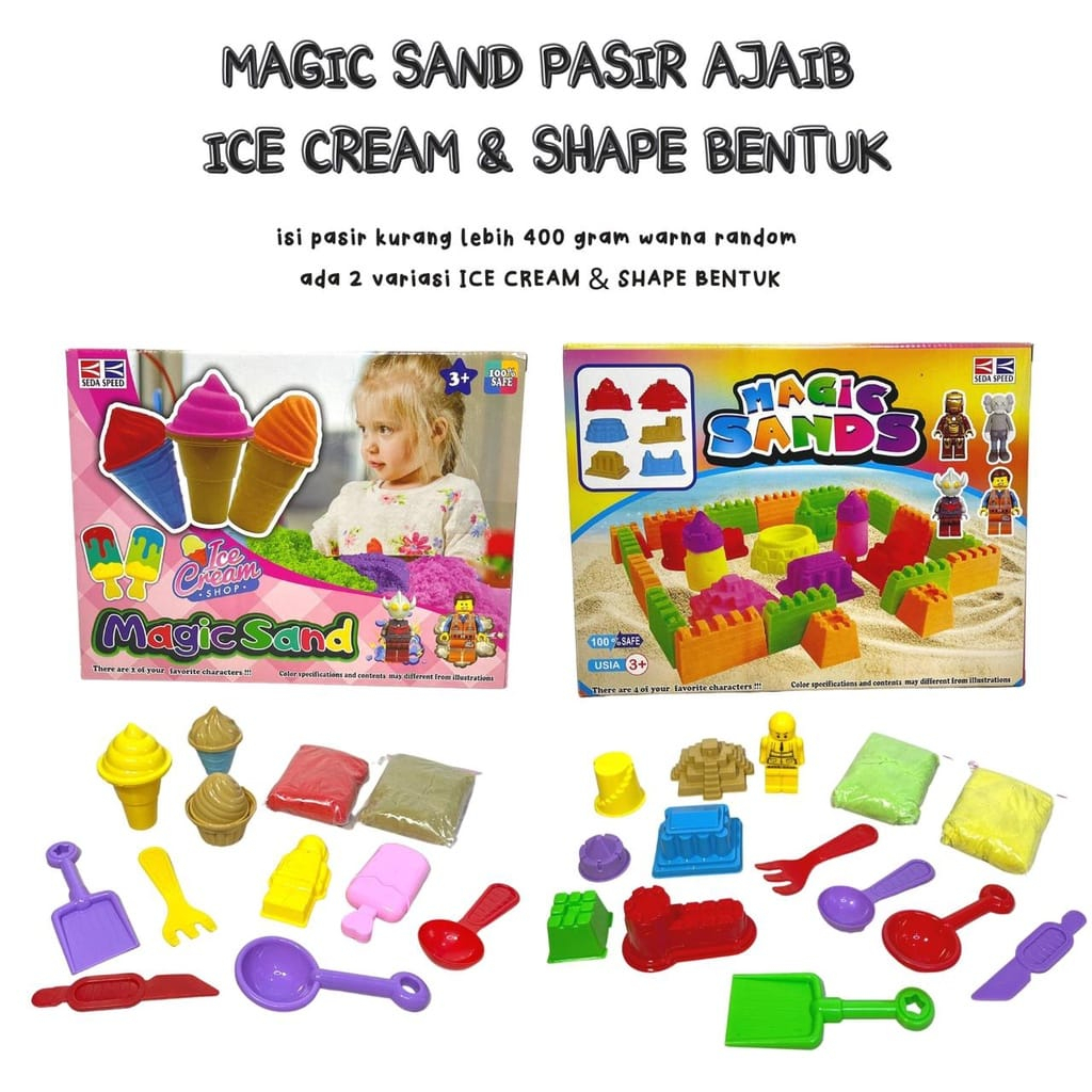 PROMO Mainan Anak Pasir Space Sand Es Krim Ada Sekop Dan Cetakannya / Mainan Pasir Ajaib