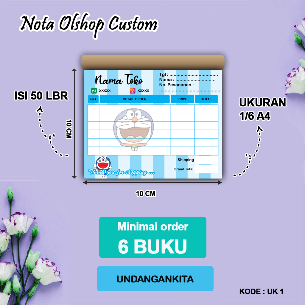 

Nota Custom Olshop / TOKO / Laundry/ ukran 1/6 folio Murah