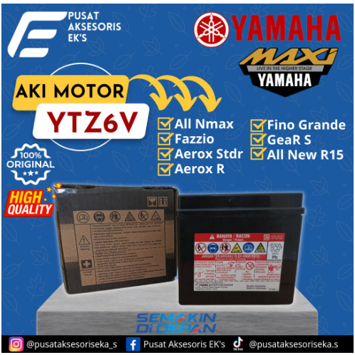 AKI MOTOR NMAX (ALL NEW) AEROX / BEAT FI / SCOOPY FI / VARIO 125 / SATRIA FU / ACCU / AKI YTZ6V ORIGINAL / AKI YUASA YTZ6V