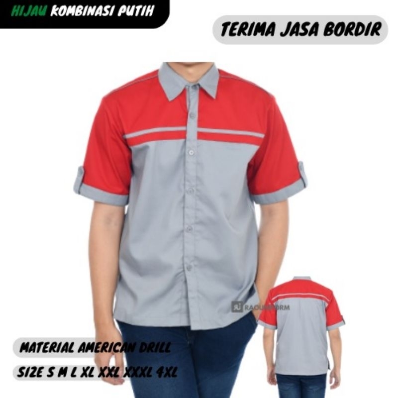 seragam kerja pria murah tambah bordir/custom seragam karyawan kantor pabrik sekolah perkantoran rumah sakit yayasan/baju pria &amp; wanita costumer